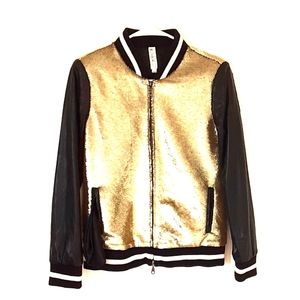 Mural art faux leather sequins jacket